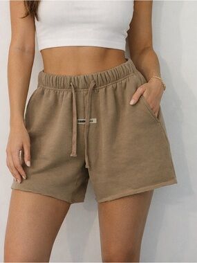 Essentials Beige Drawstring Lounge Shorts